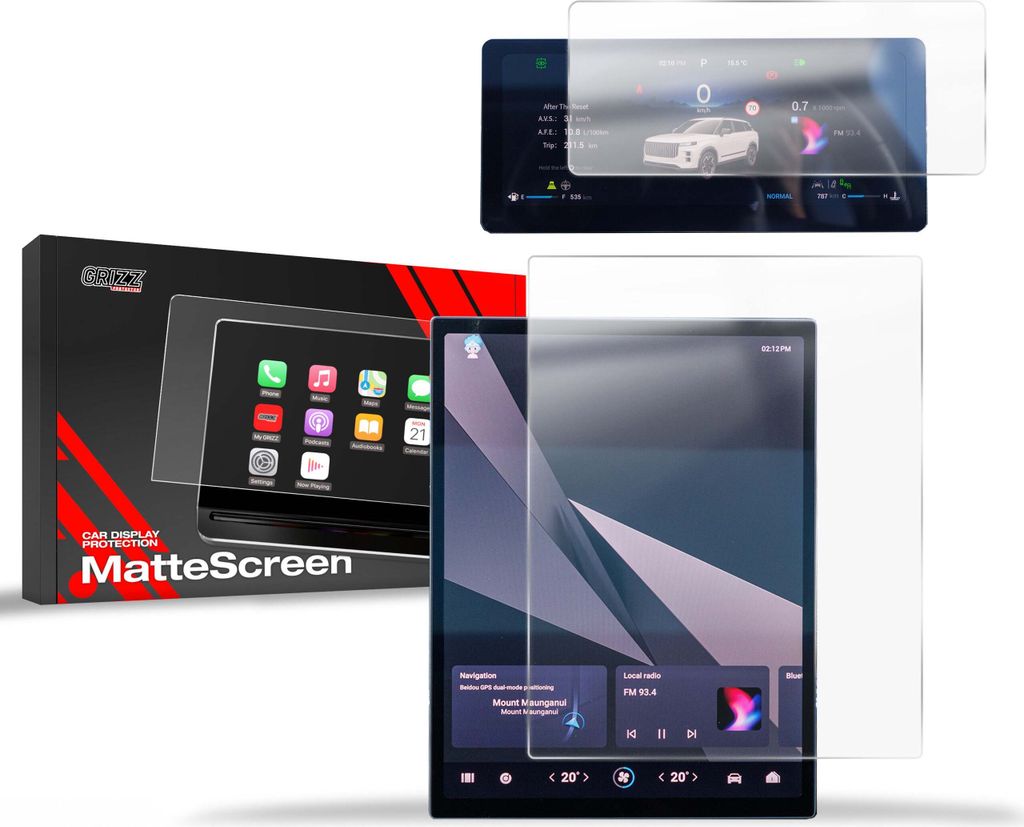 Matte Autodisplayfolie 2in1 für Jaecoo J7 EX+ 14,8" (2024-2025), Grizz Protector