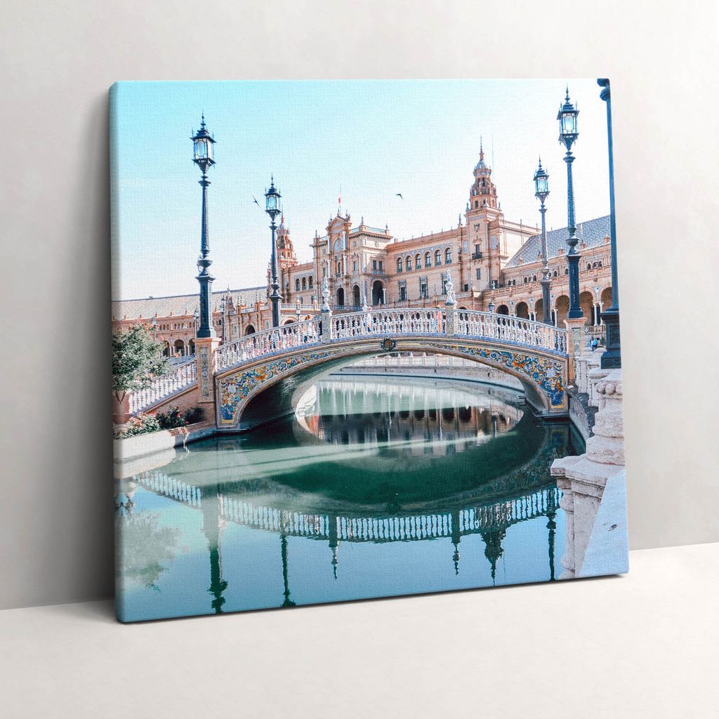 Plaza de España in Seville – Leinwandbild Wandbild – 60x60 cm – Leinwandbilder – Wandbilder – Schlafzimmer – Flur