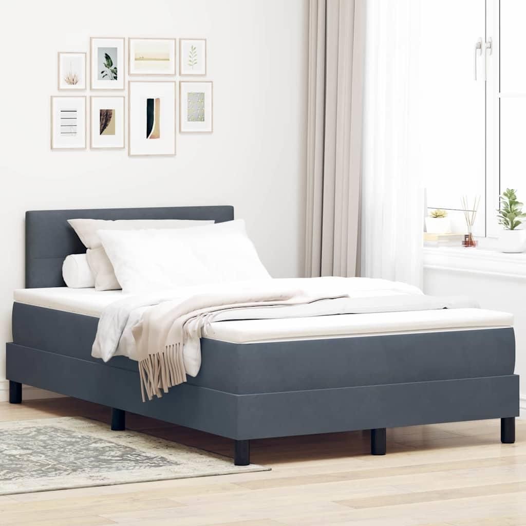 Möbel Boxspringbett mit Matratze Dunkelgrau 120 x 200 cm Samt - Klassische Betten 3342579