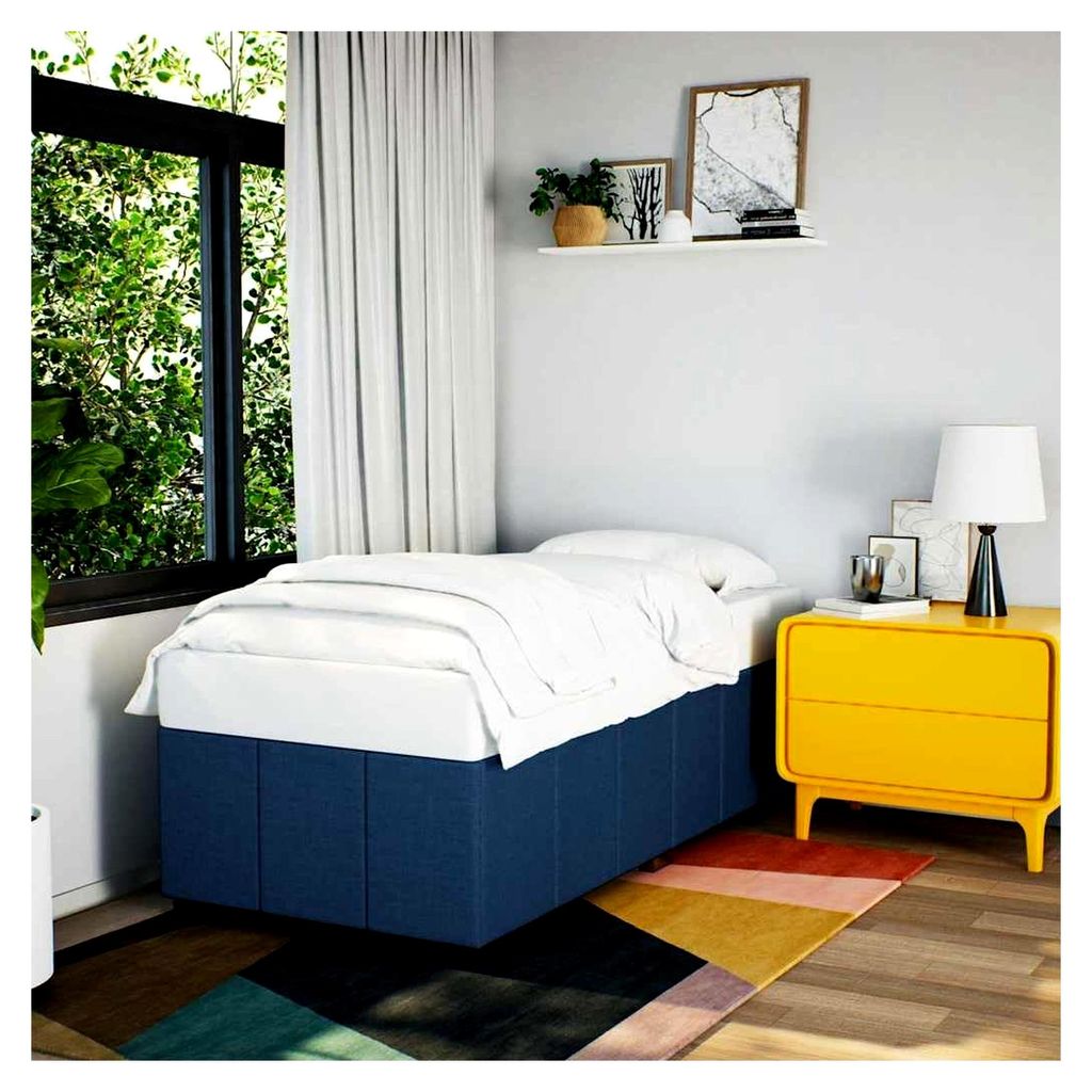 Bettgestell ohne Matratze Blau 100x200 cm Stoff