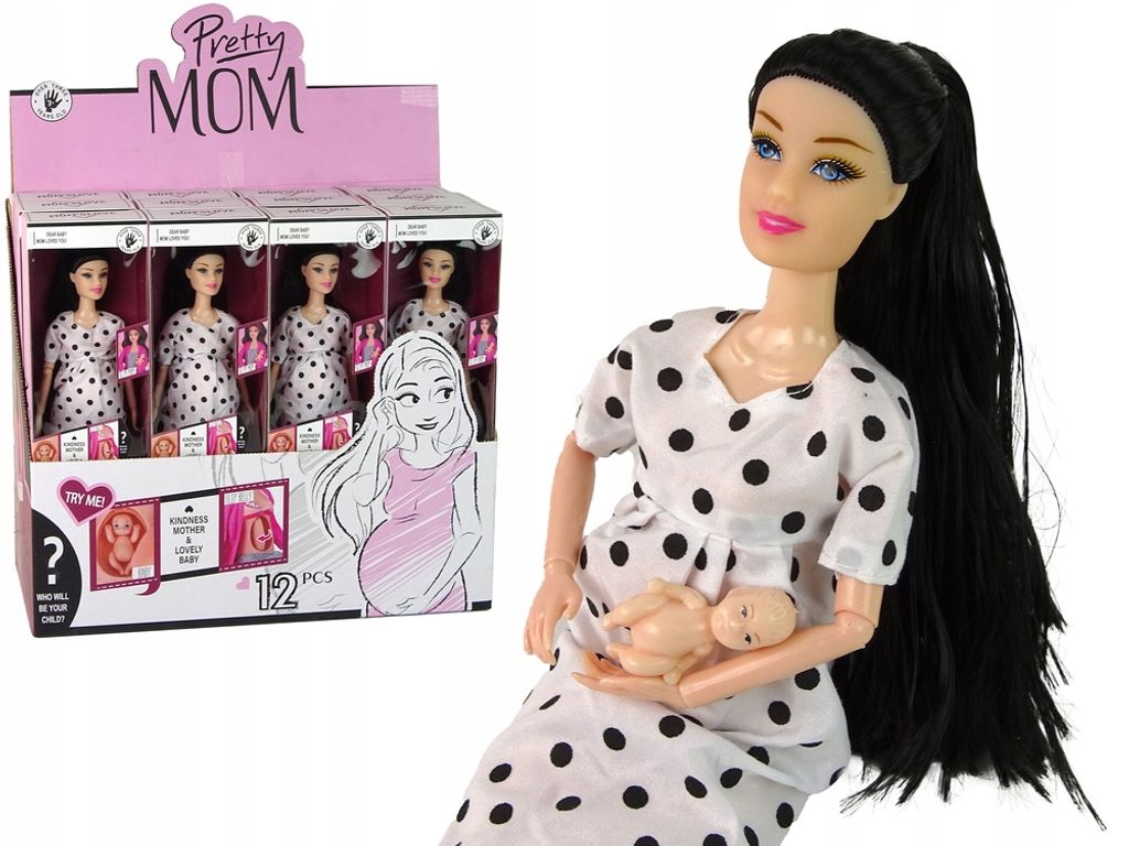 Schwangere Babypuppe Weißes Kleid Produktbild 