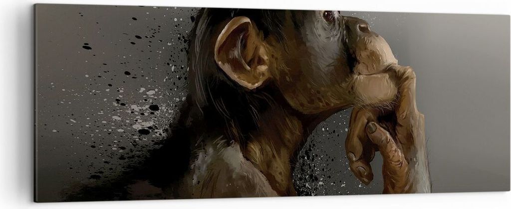 Bild auf Leinwand - Leinwandbild - Einteilig - Schimpanse Porträt Grafik - 140x50cm - Wand Bild - Wanddeko - Wandbilder - Leinwanddruck - Bilder -...