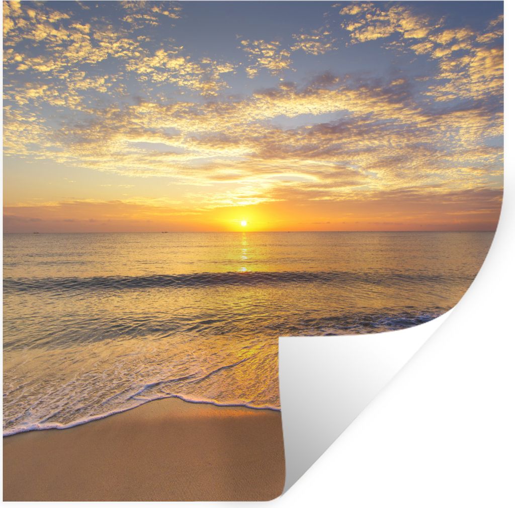 MuchoWow Wandtattoo Wandsticker Wandaufkleber Strand - Sonnenuntergang - Meer 80x80 cm Selbstklebend und Repositionierbar - Wierderverwendbar - S...