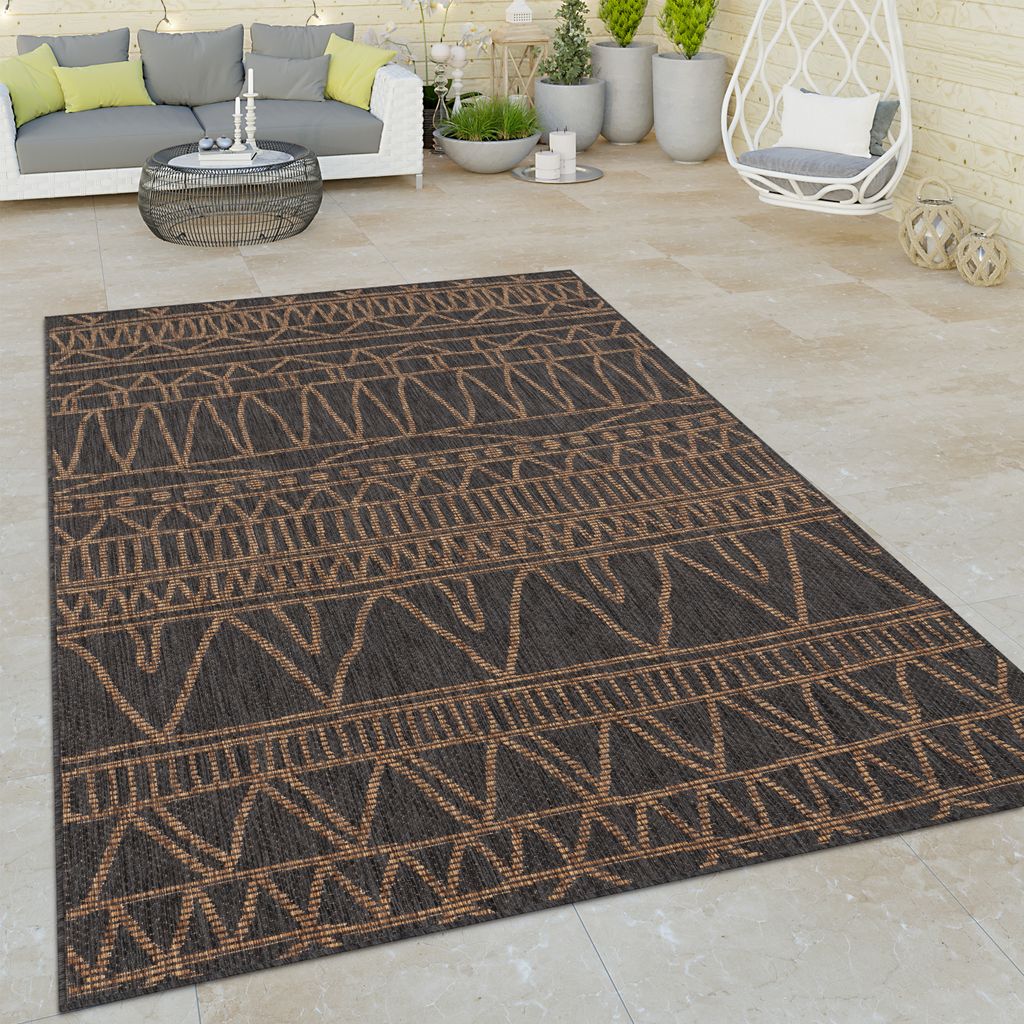 In- & Outdoor Teppich Flachgewebe Boho Sisaloptik robust Balkon & Garten Beige Grösse 200x280 cm