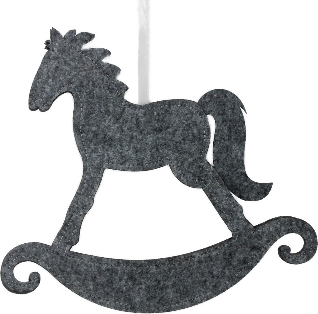 Schaukelpferd weihnachtliches Pferd aus Filz zum Aufhängen 34x30cm