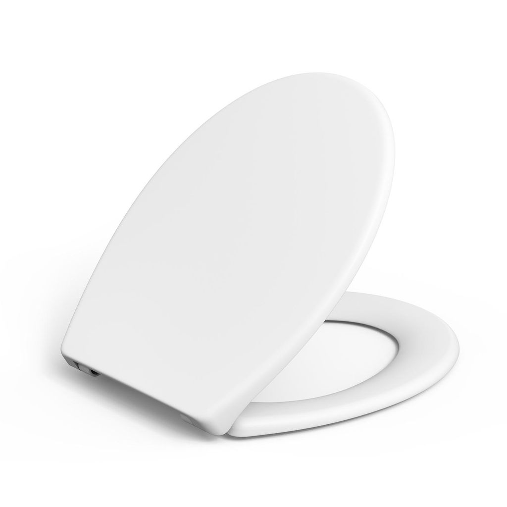 WC-Sitz mit Absenkautomatik Scharnier Edelstahl für runde (Standard-)Toiletten, weiß