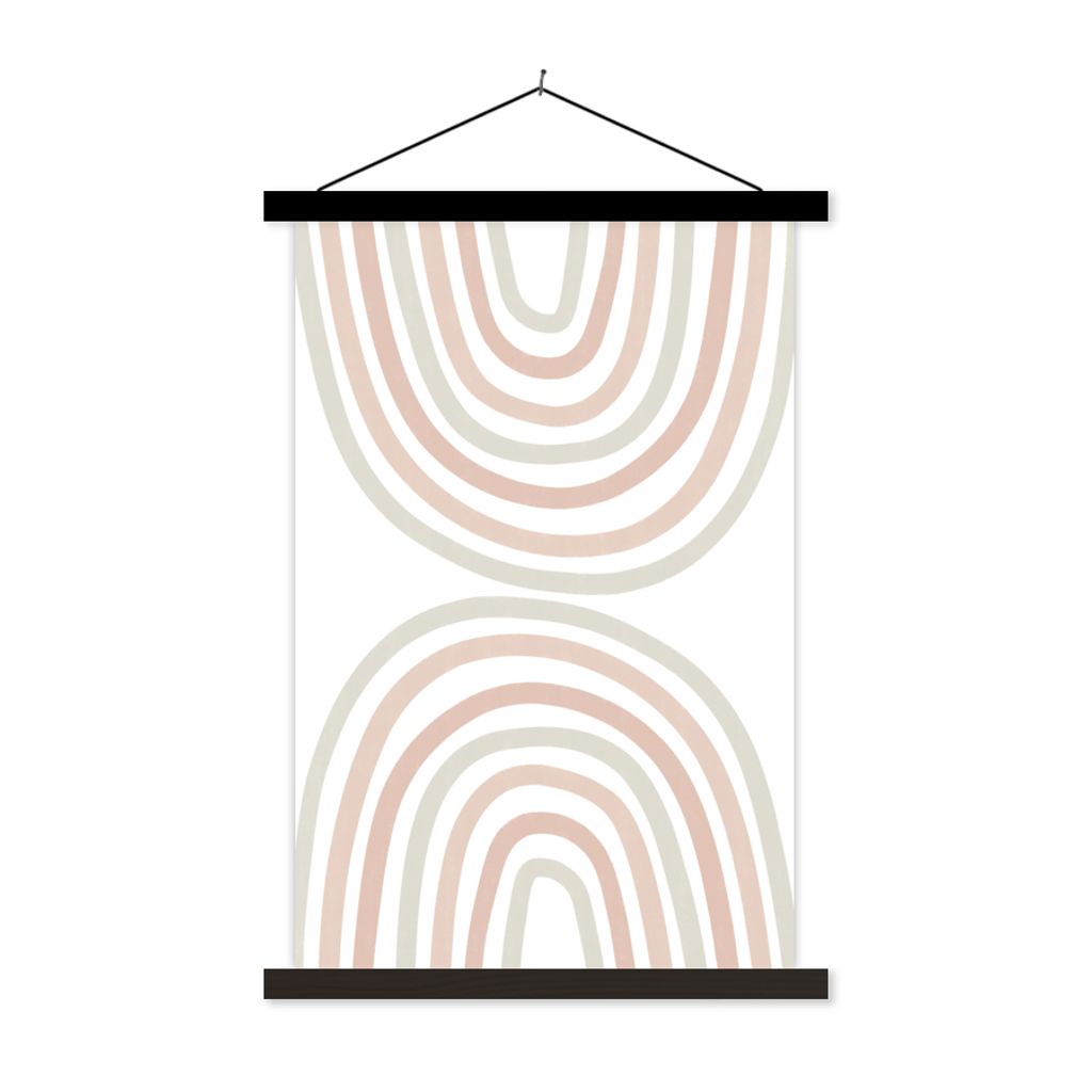 MuchoWow Textilposter Regenbogen - Design - Pastell 60x90 cm mit schwarzem Rahmen - Poster Wohnzimmer