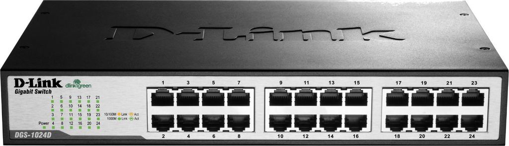 24-Port Layer2 Gigabit Switch Layer 2-Switch/ LED: Power, LK/ACT/ Auto-MDIX, QoS, Uplink/ 10Base-T, 1000Base-T, 100Base-TX/ Geschwindigkeit: 10 MBi...