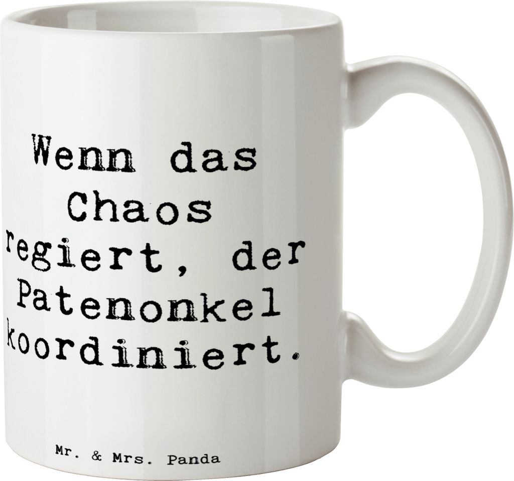 Mr. & Mrs. Panda Kaffeetasse Spruch Patenonkel Held - Weiß - Geschenk, Geschenke, Hilfe, Pott, Kaffeebecher, Patenschaft, Koordinator, Tasse, Teet...