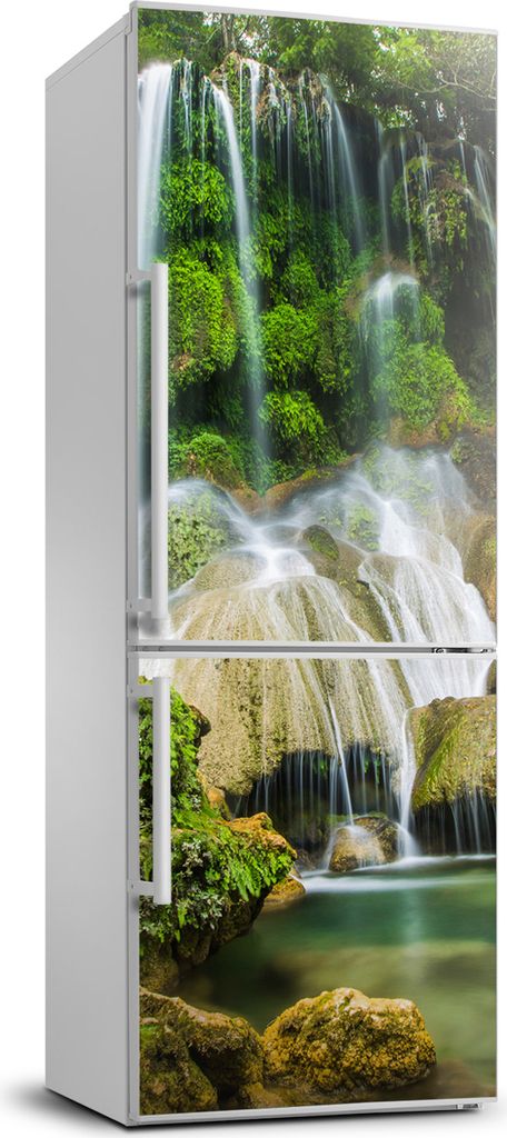 Tulup Kühlschrankdekoration - 70x190 cm - Aufkleber auf dem Kühlschrank - Wasserfall im Dschungel