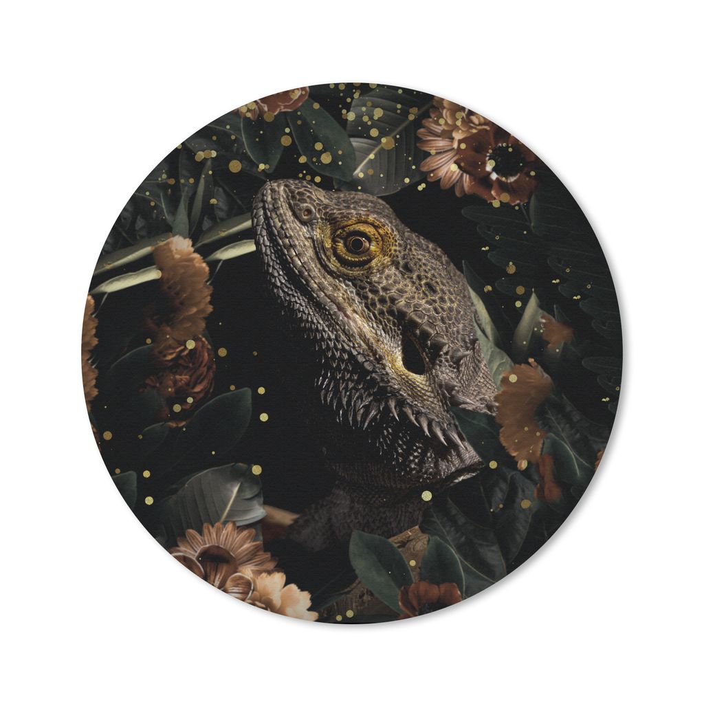 MuchoWow Mauspad Mousepad Reptilien - Blumen - Licht - Botanisch 20x20 cm - Mousepads - Maus Mat - Pad - Mausunterlage - Schreibtischmatte