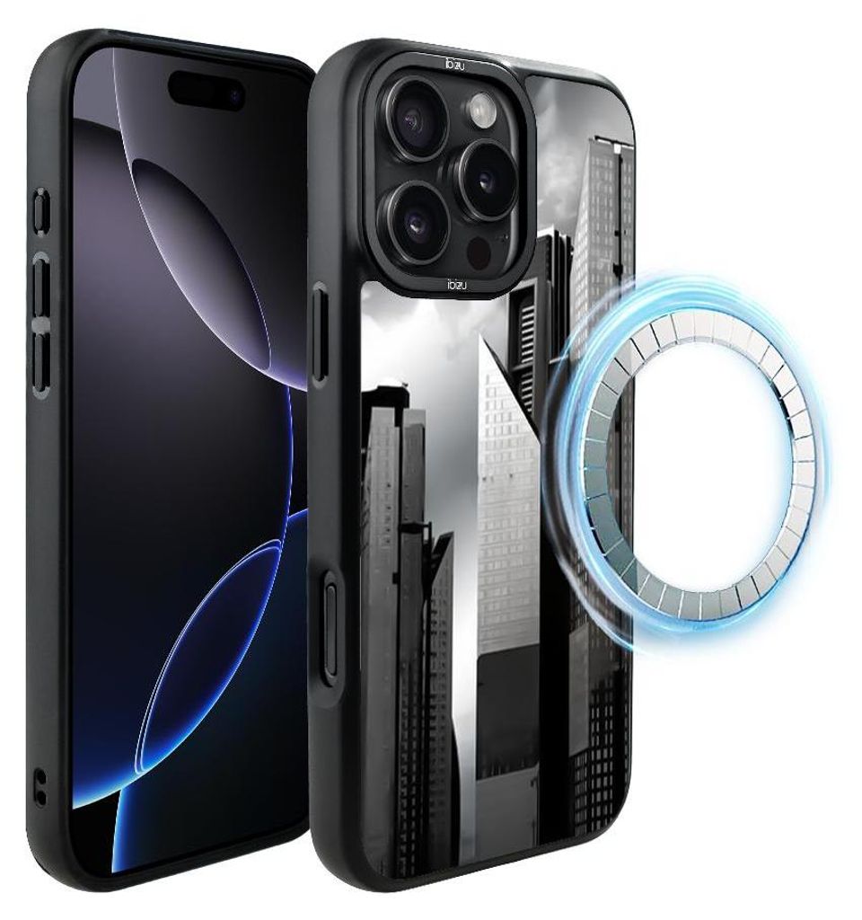 Schutzhülle für das iPhone 16 Pro, MagSafe-kompatibel, mattschwarze Seiten, Manhattan