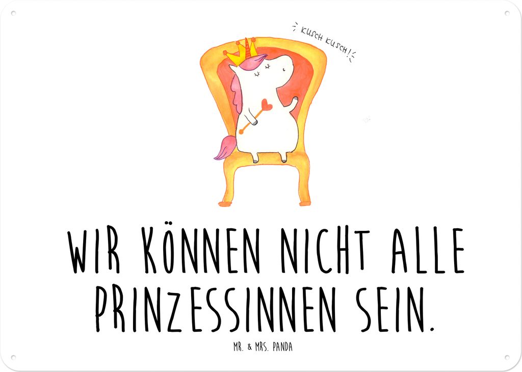 Mr. & Mrs. Panda Retro Blechschild Einhorn König DIN A4 - Weiß - Geschenk, Wandbild, Blechtafel, Türschild, Präsident, Krone, Unicorn, Schild, ...
