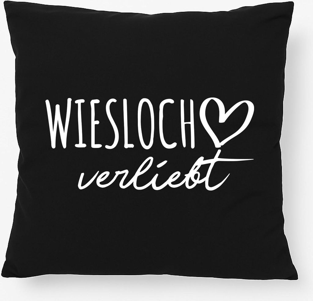 Huuraa Kissen Wiesloch verliebt 40x40cm mit Füllung Black Baumwolle Dekokissen Geschenkidee