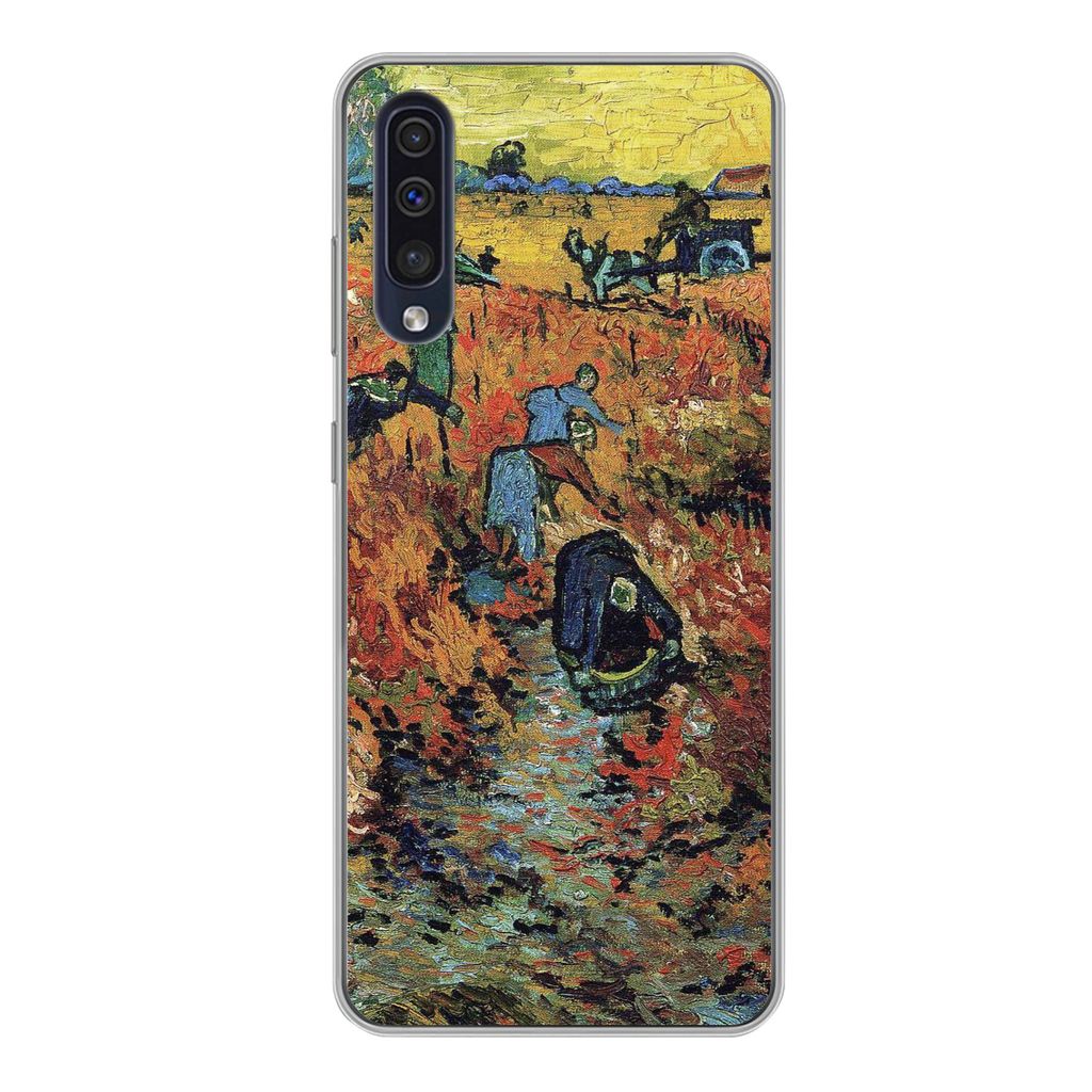 MuchoWow Handyhülle Schutzhülle Hülle für Samsung Galaxy A50 Der rote Weinberg - Vincent van Gogh Silikon Softcase Handy Hülle - Mobiltelefo...