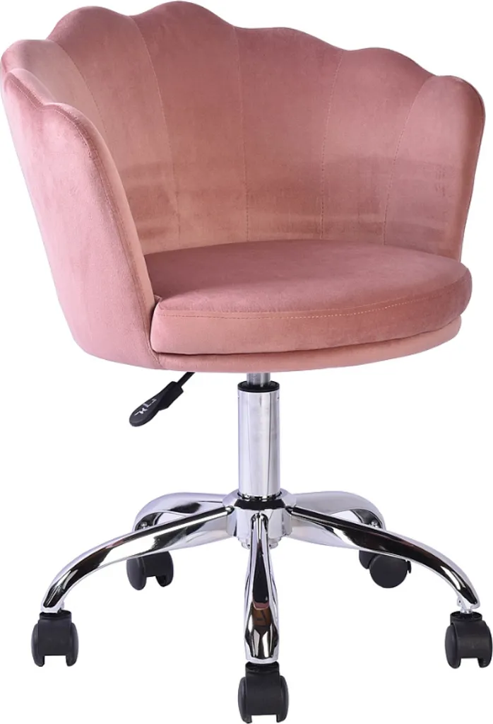 Chaise pivotante VITALIA rose en velours avec base rotative robuste