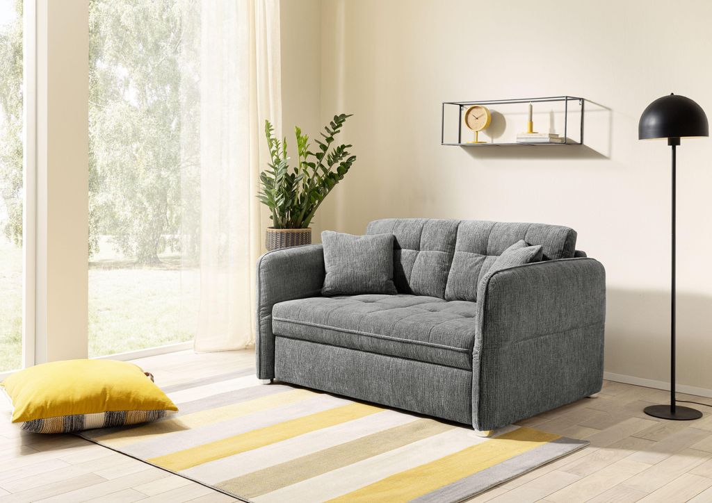 Schlafsofa LEON mit Relaxfunktion, verstellbaren Armlehnen und Echtstoffrücken 120 cm