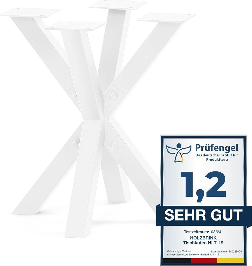 HOLZBRINK Tischbeine aus Metall, Tischgestell für Beistelltisch Computertisch Gartentisch, 40x40x43 cm (LxBxH), Weiss, 1 Stück
