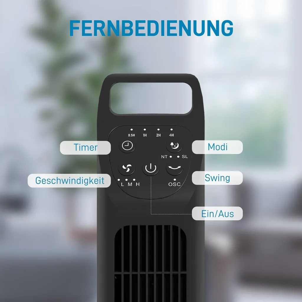 Ventilateur tour pour salon et bureau avec oscillation et commande - 7