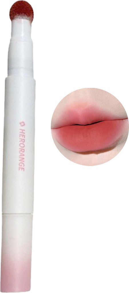 Samtmatter Lipgloss mit Schwammspitze, Lippenstift und Pinsel, 2-in-1-Make-up, Lippencreme, langanhaltend, feuchtigkeitsspendend, Luftkissen-Lipglo...