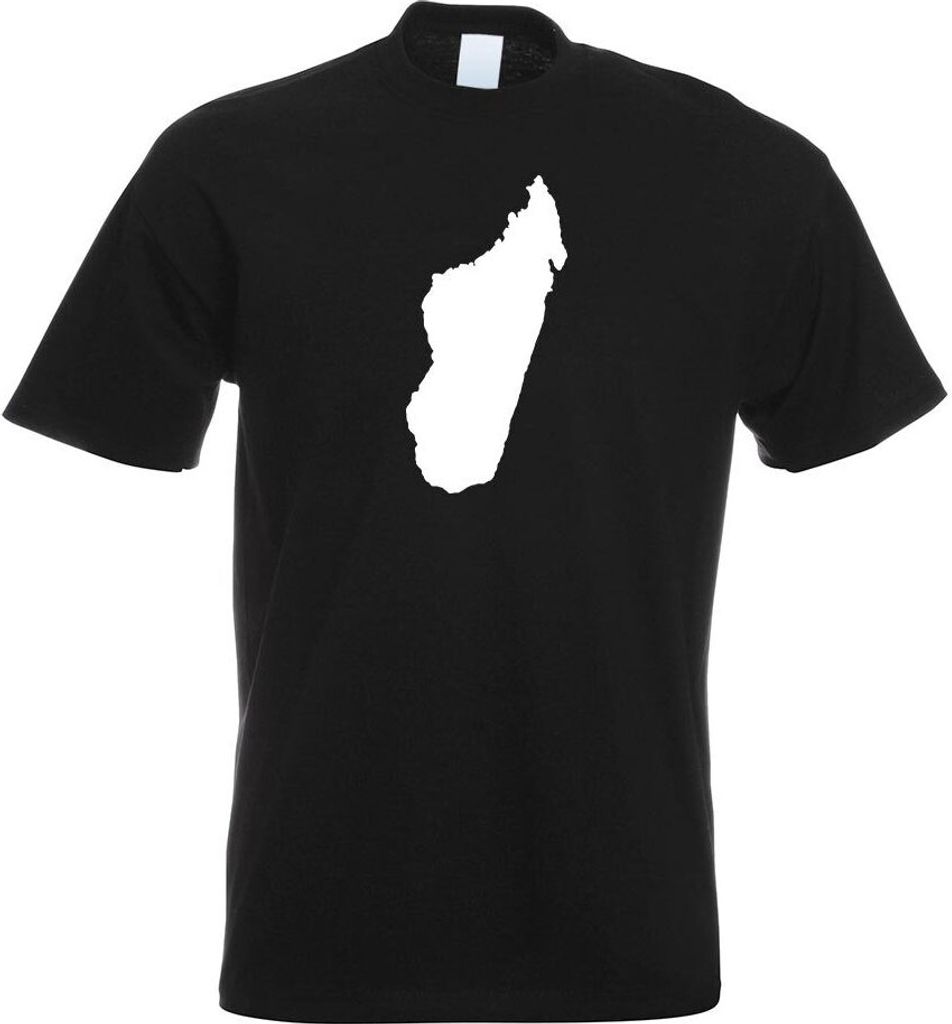Kiwistar - T-Shirt - schwarz - Madagaskar Umriss Kontur Herren Funshirt Bedruckt Design Sprüche Spruch Motive - mit Motiv Bedruckt - Funshirt Desi...
