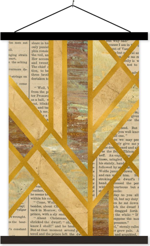 MuchoWow Textilposter Marmor - Vintage - Gold 40x60 cm mit schwarzem Rahmen - Wanddekorationen