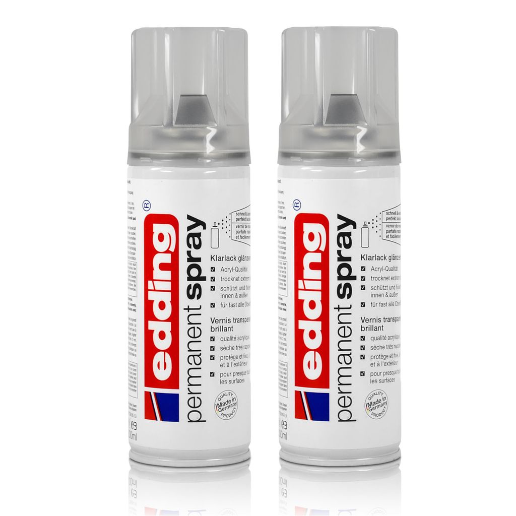 2x edding Permanent Spray Klarlack glänzend 200 ml Acryl-Qualität