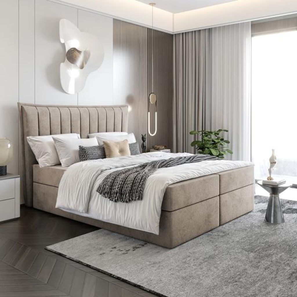 Bett Boxspringbett LUNA ohne Topper mit Bettkästen - Produktbild 