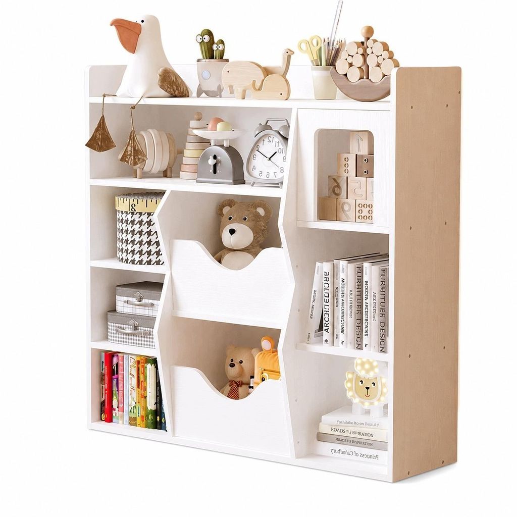 Scaffale per bambini bianco per giocattoli, libri e Immagine del prodotto 
