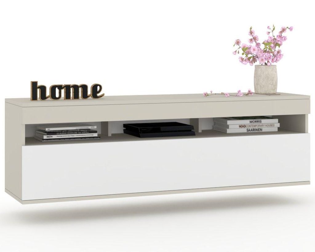 Fernsehschrank TV-Lowboard PLAY HÄNGEND Cashmere/Weiß Matt Produktbild 