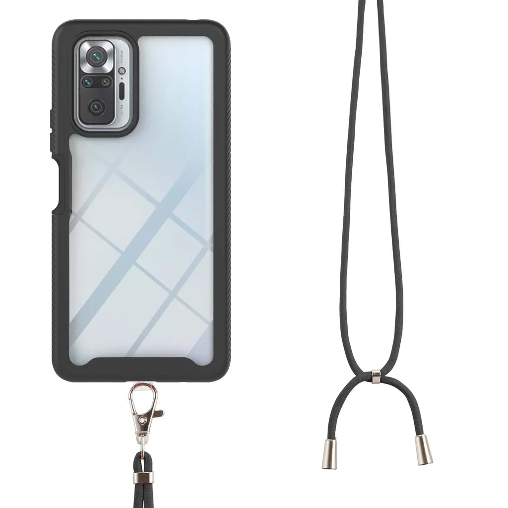 HomiTunky Custodia per Cellulare Girocollo per Redmi Note 10S/ Poco M5s/Redmi Note 10 4G Tracolla - Collana/Necklace Cordoncino,Practical Stylish Trasparente Flessibile Antiurto Protettivo Cover