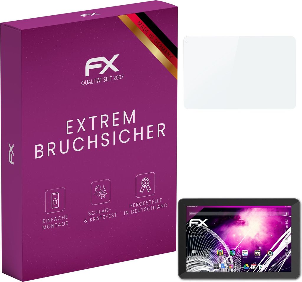 atFoliX FX-Hybrid-Glass Displayfolie kompatibel mit Trekstor SurfTab Xiron 10.1 Glasfolie