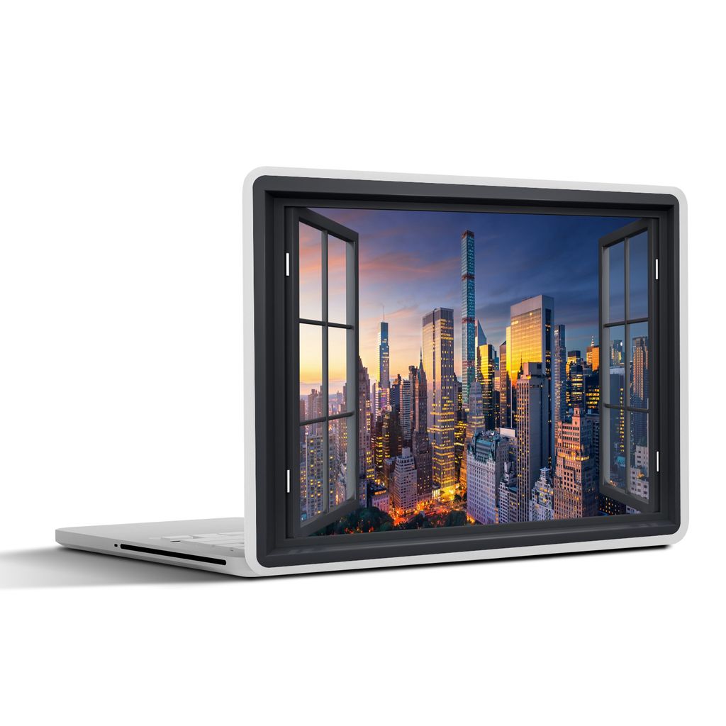 MuchoWow Laptop Aufkleber Sticker Cover Ansicht - New York - Skyline 30x22 cm - Laptop-Sticker