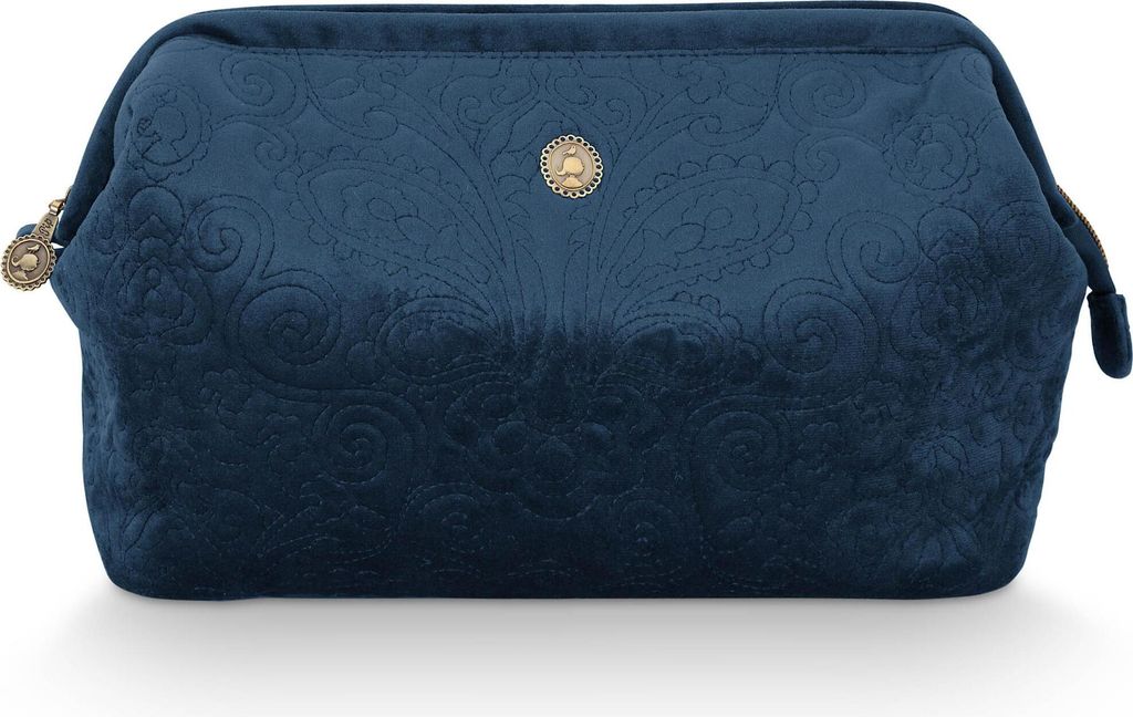 Pip Studio Kulturbeutel Cosmetic Purse Velvet Quilted Days Blue dunkelblau