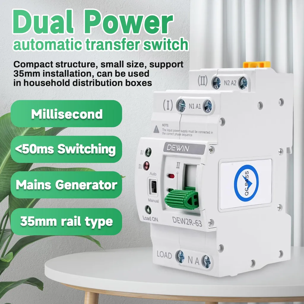 Commutateur électrique 63A automatique avec fixation rail DIN rapide