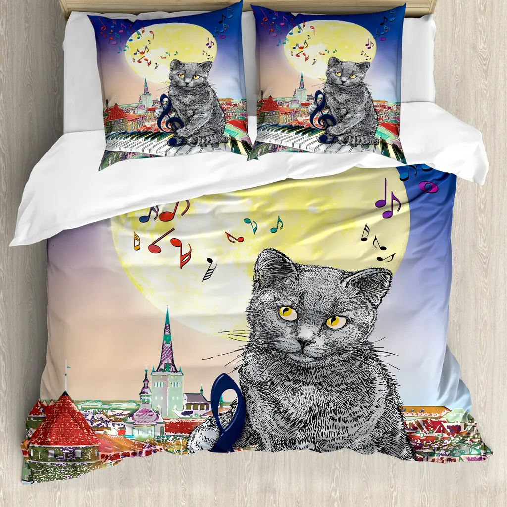 Copripiumino ABAKUHAUS Gatto Note Musicali 155x220: Comfort e Stile