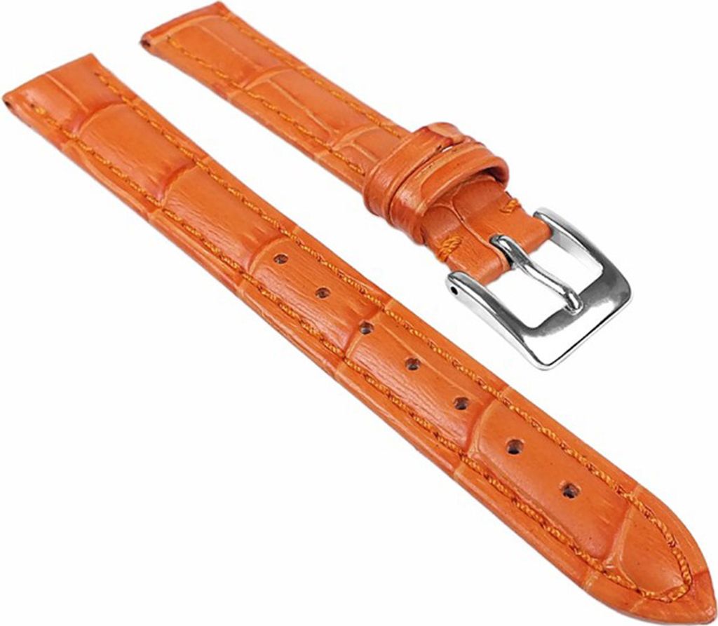 Alligator Prägung Ersatzband Uhrenarmband Kalbsleder Band Orange 23521S, Stegbreite:14mm