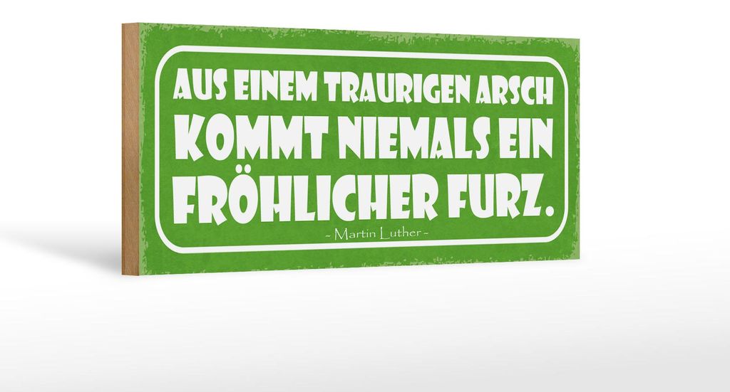 Holzschild Spruch 27x10cm aus traurigem Arsch kommt nie