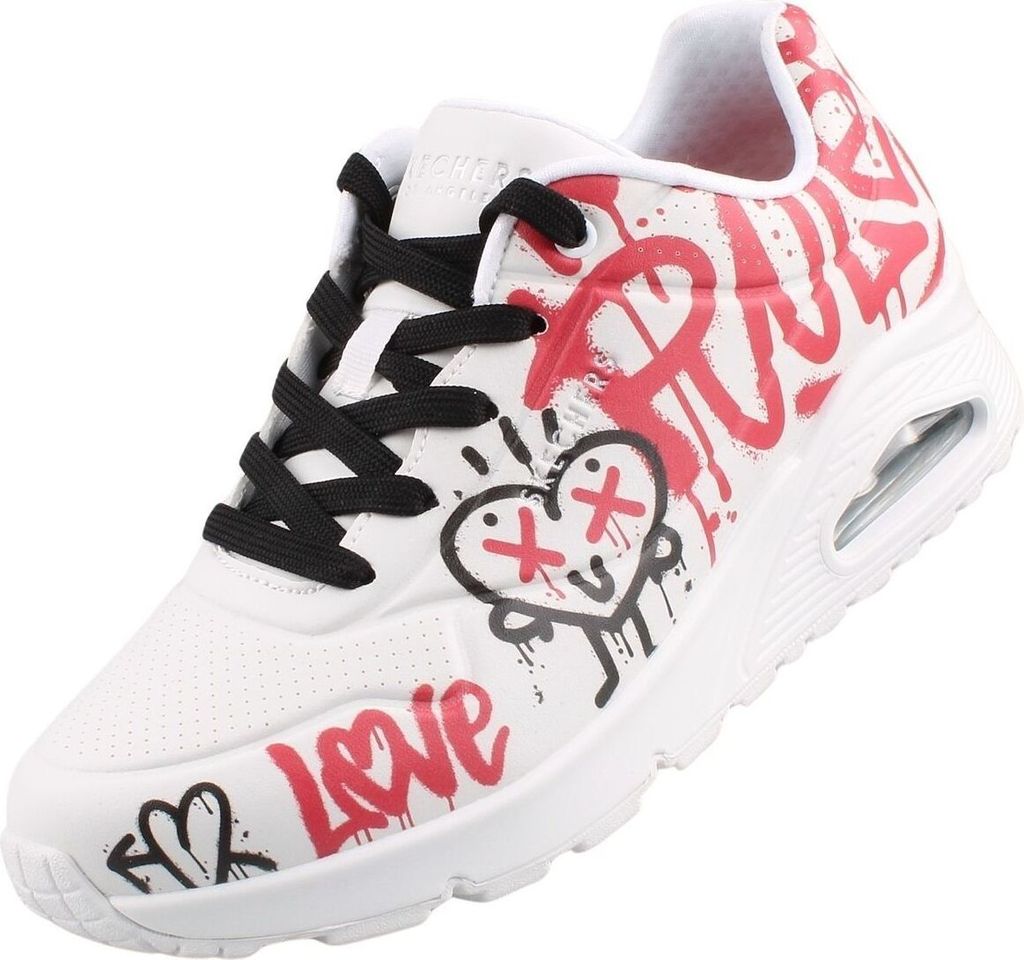 Skechers Damen Sneaker UNO-GRAFFITI LOVE 38838-36, 38838-37, 38838-38, 38838-39, 38838-40, 38838-41, 38838-42 SKE-177082 white/red/black 38