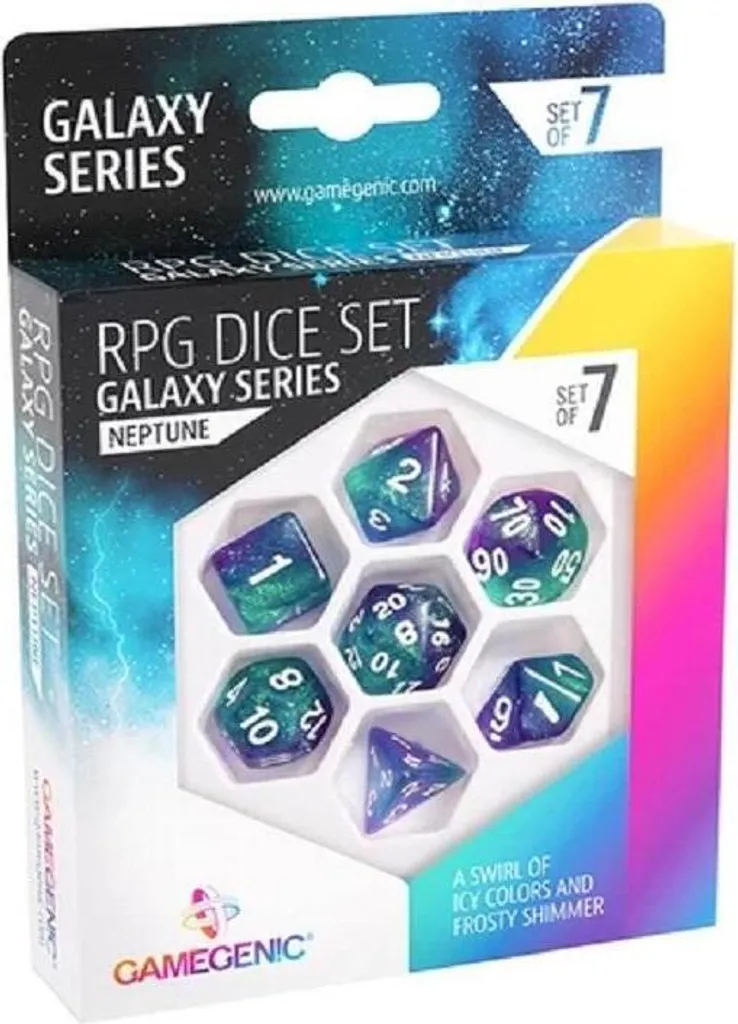 Galaxy Series Neptune Jeu de Dés RPG 7 pièces aux couleurs scintillantes