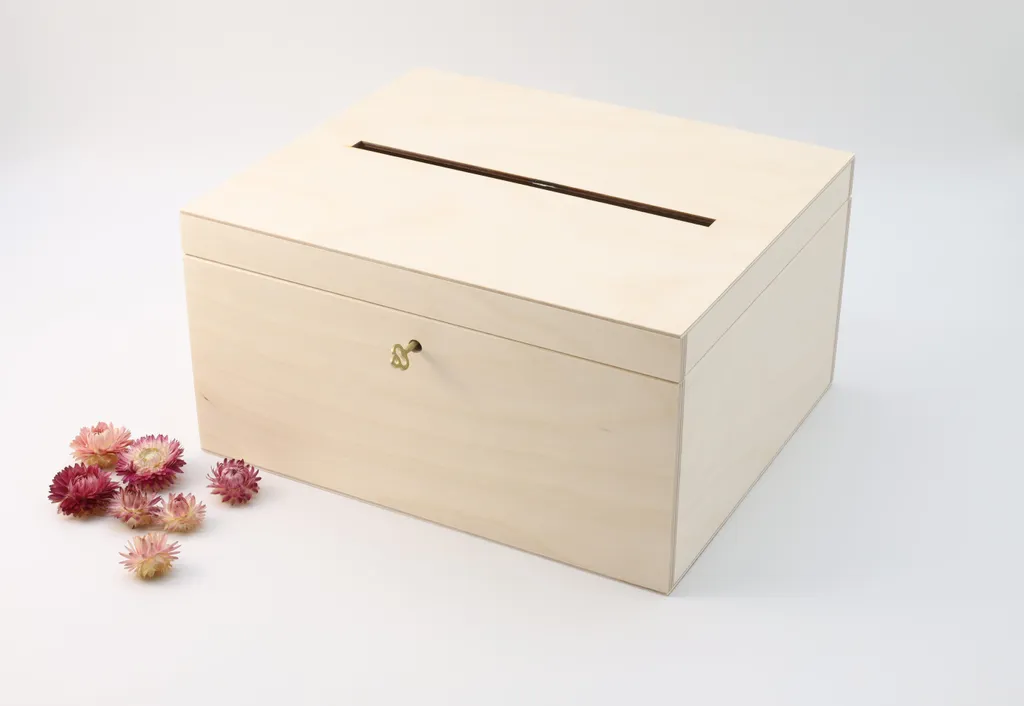 Kviat.Art Boîte à Cartes de Mariage en Bois avec Clé - 29x25x15cm Chic