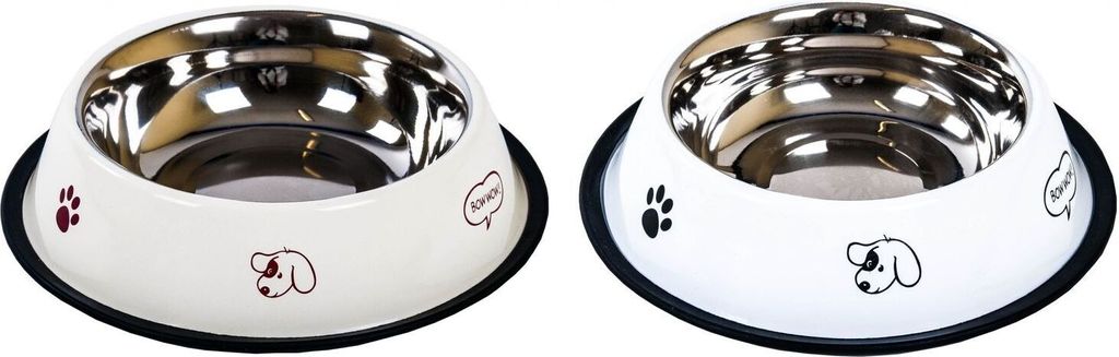 Edelstahl-Fressnapf Ø 21,5cm antirutsch Trinknapf Saufnapf Wassernapf Hund Katze, Farbe:beige/bordeaux