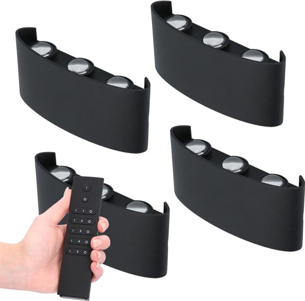 hoftronic LED-Wandleuchte 6W 280lm 3000K Schwarz IP54 Dimmbar Set 4 Stück