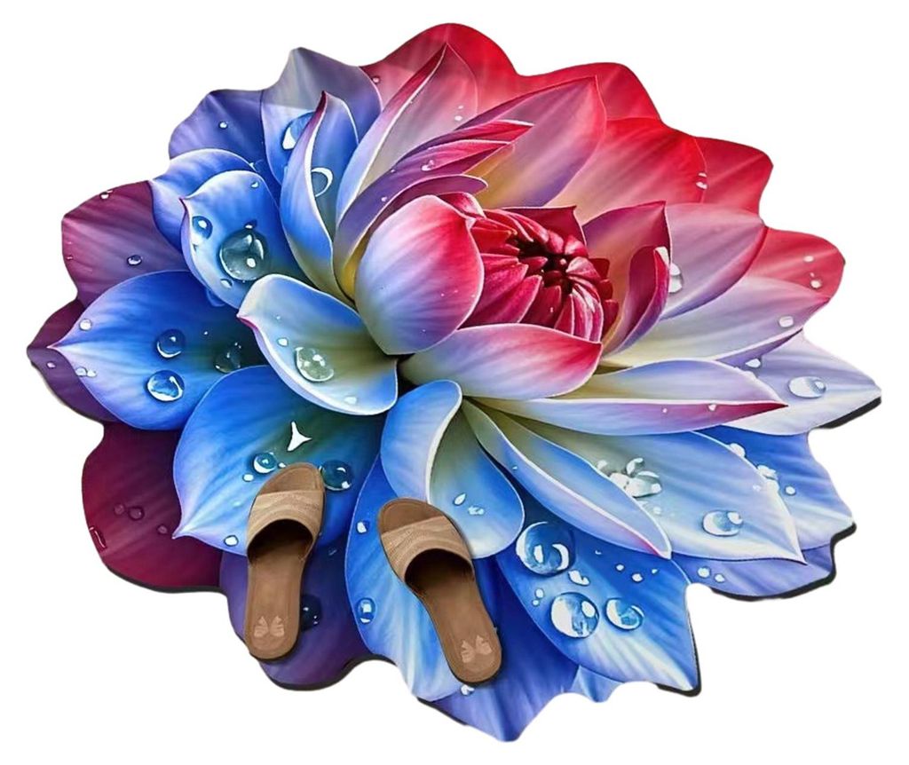 3D-Blumenteppich, realistisches 3D-Blumenmuster, Plüsch-Fußmatte, rutschfest, weicher Samt, Badezimmermatte für Wohnzimmer, Schlafzimmer, Küche...