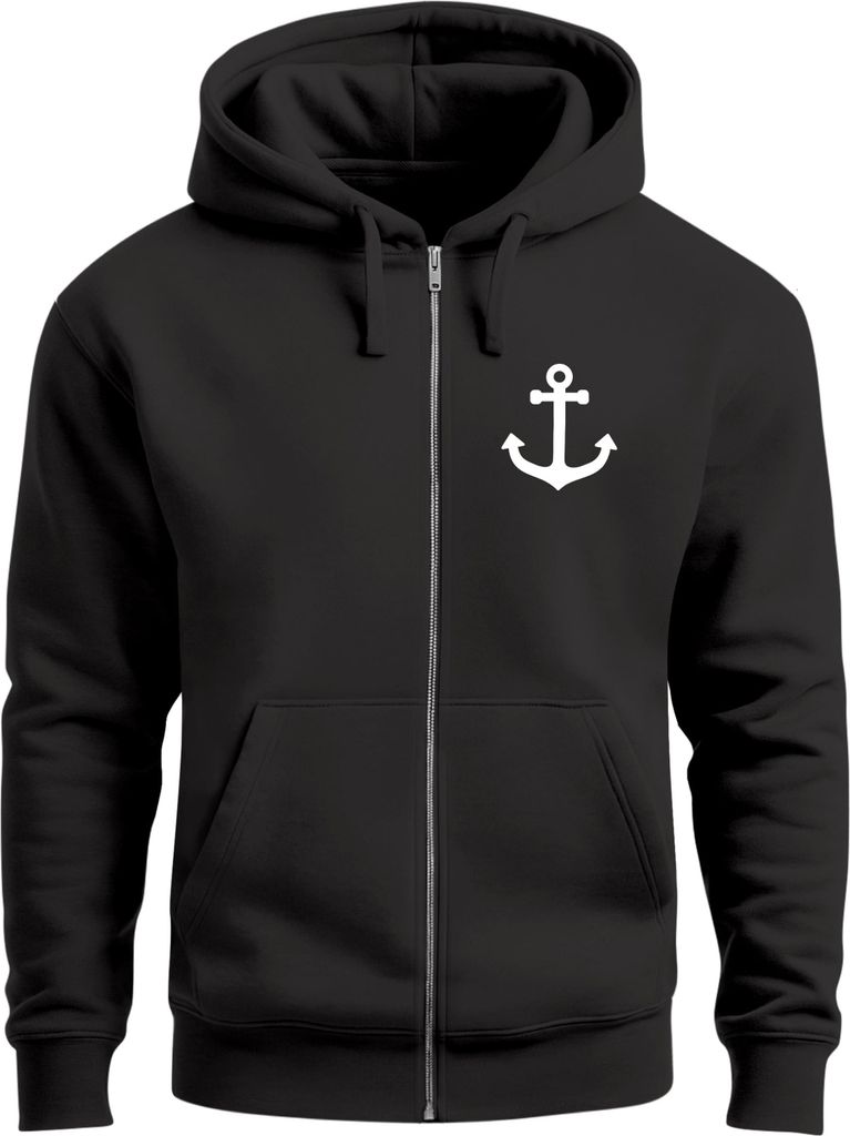 Herren Sweatjacke mit Kapuze Print Aufdruck Anker Zipjacke Zip-Hoodie Männer Fashion Maritim Streetstyle Neverless