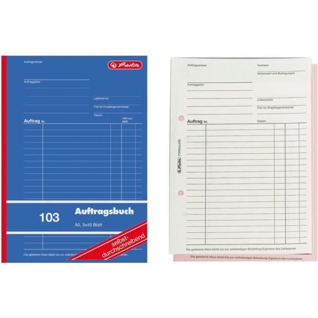 Herlitz Auftragsbuch A5 103 3x40 Blatt sd.Mix Immagine del prodotto 
