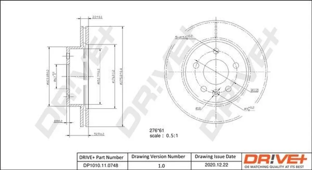 Disque de frein avant Dr!ve+ DP1010.11.0748 pour Vito W638