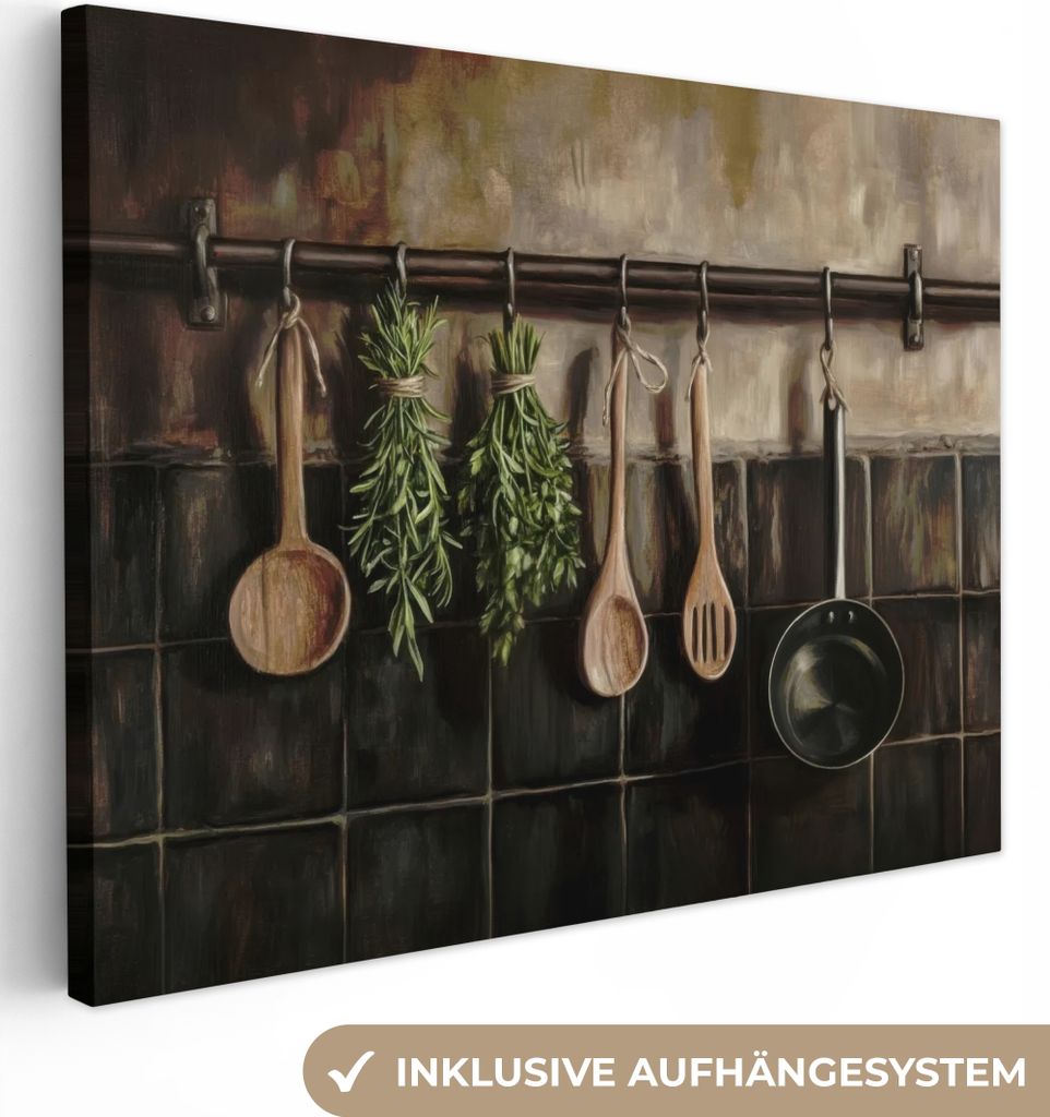 Wanddeko 40x30 cm - Stilleben - Küchenutensilien, Leinwand Bilder Wohnzimmer