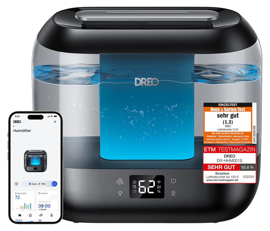 Dreo Smart Luftbefeuchter für Schlafzimmer, oben Produktbild 