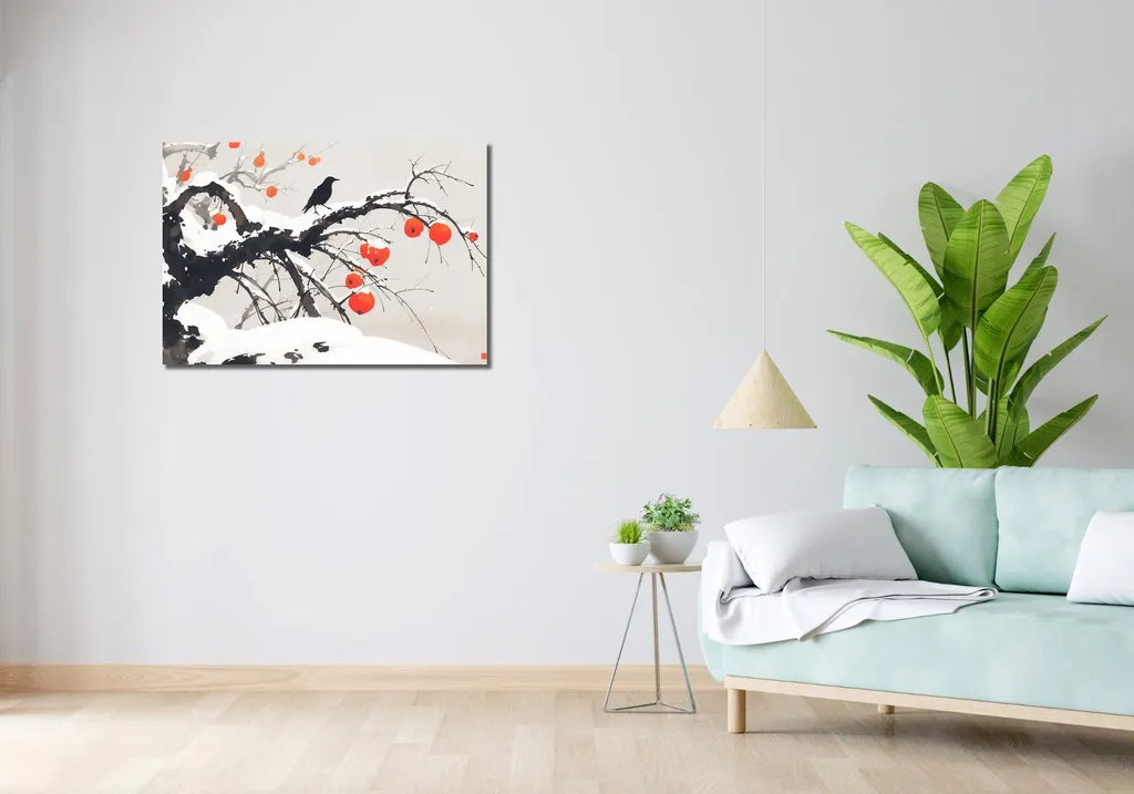 Décoration Murale Aquarelle Orientale 90x60 cm pour Salon Moderne